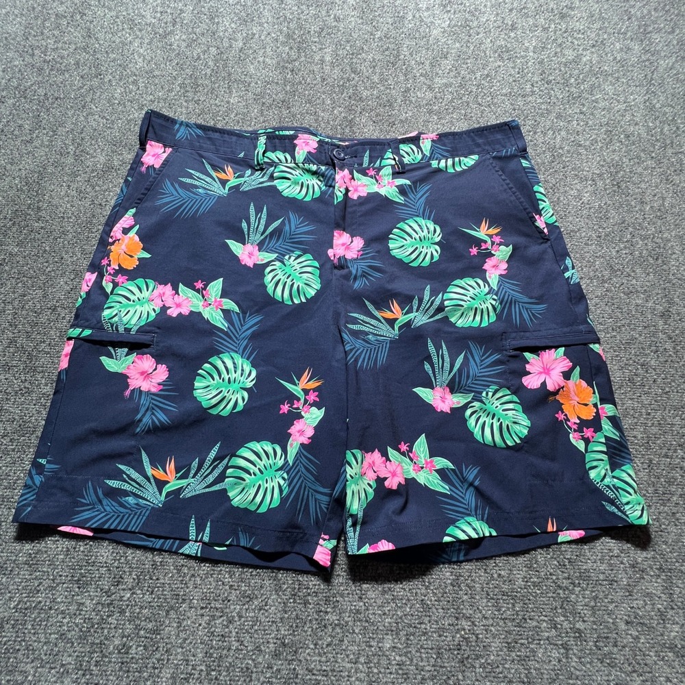 Birdie Bound Mens Tropical Hawaiian Golf Shorts Blue Size 44 Like Loudmouth - Picture 1 of 14